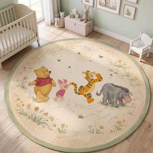 Disney Winnie the Pooh Tigger Eeyore Custom Name Plush Round Nursery Rug