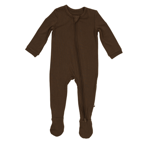 Larkspur Baby | Romper Pajamas | Zip Footie in Espresso