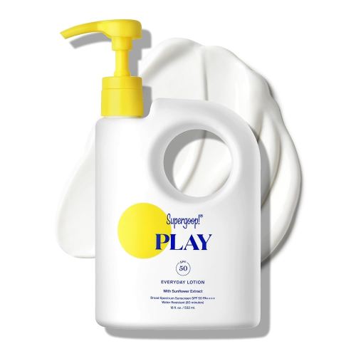 Supergoop! PLAY Everyday Lotion SPF 50 - Broad Spectrum Body & Face Sunscreen for Sensitive Skin - Great for Active Days - Fast Absorbing, Water & Sweat Resistant - 18 fl oz