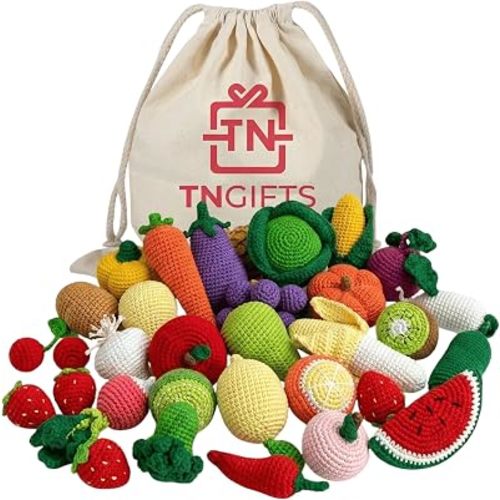 Toy for Kids Crochet Fruits Sets, Vegetable, Organic Cotton Vegetable Toys for Kids, Knitted Reaper Crochet Toy, Handmade Product
