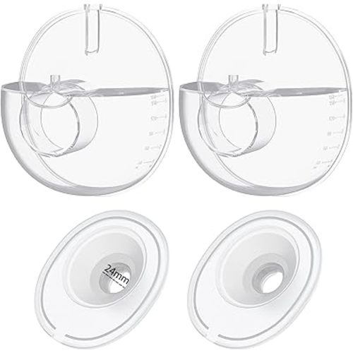 2pcs Double-Sealed Collector+Flange 24mm Set Compatible with Momcozy M5 Breast Pump, Replacement Pump Parts Accessories Compatible for M5 Momcozy