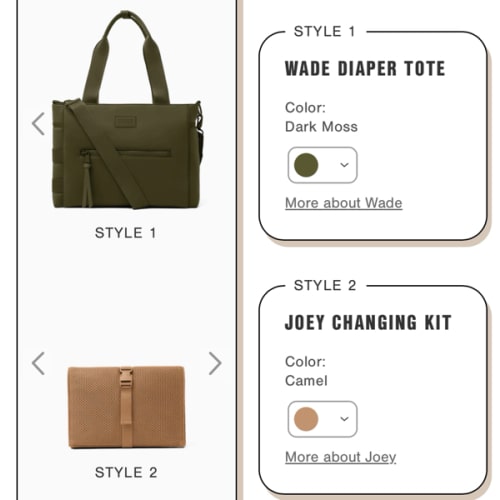 Diaper Bag - Parent Kit: Wade Diaper Tote (Moss) + Joey Changing Kit (Camel)
