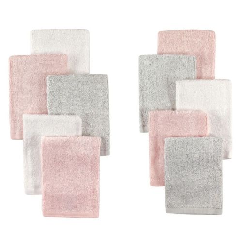 Little Treasure Baby Girl Rayon from Bamboo Luxurious Washcloths, Light Pink Gray, One Size