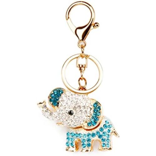 Lucky Elephant Keychain Rhinestone Key Chain for Women Car Purse Handbag Charm