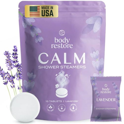 Body Restore Shower Steamers Aromatherapy 15 Pack - Christmas Stocking Stuffers, Birthday Gifts for Women, White Elephant, Relaxation, Self Care for Men - Lavender