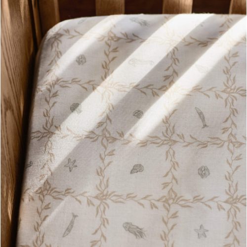 Lulot Green Seasape Supersoft Organic Cotton Baby Crib Fitted Sheet by Jake Arnold