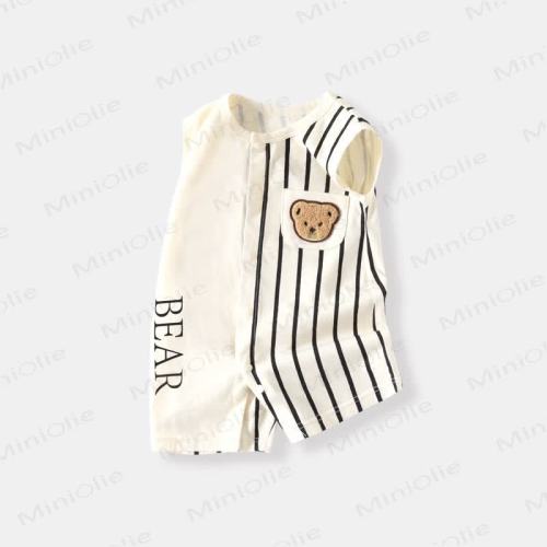 Baby Cartoon Patch Colorblock Sleeveless Onesie