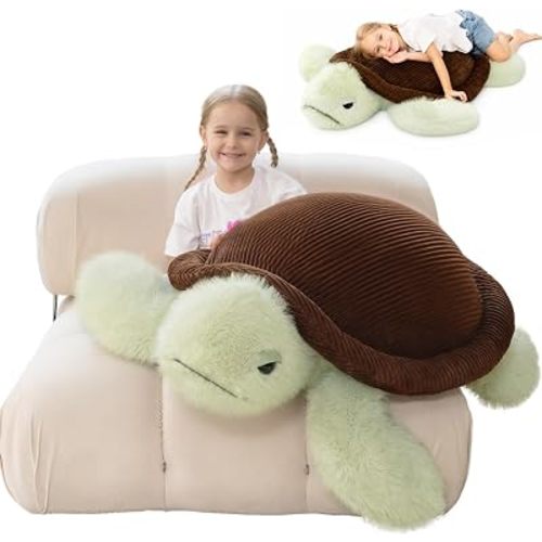 MorisMos Giant Sea Turtle Stuffed Animal Plush Pillow 4ft – 51" Lifesize Stuffed Turtle Plush Toy for Kid Adult,Large Tortoise Toy Gift for Marine Lovers, Cuddly Ocean Creature Decor,CE/CPC Certified