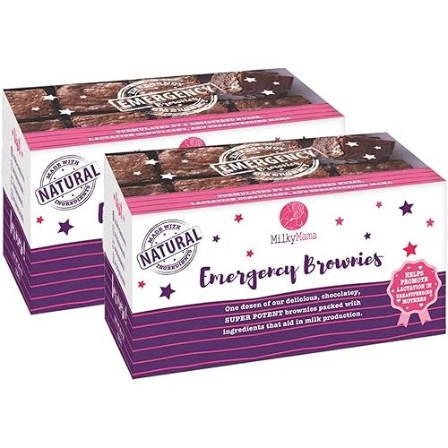 Milky Mama Emergency Lactation Brownies – Breastfeeding Support Snack for Nursing Moms – Fenugreek-Free, Dairy-Free Healthy Brownies – Chocolate Flavor – 1 Week Supply (12 Individually Wrapped Bars) – Ships Fresh, Freeze within 2 Weeks