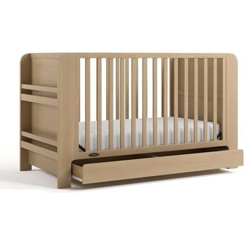 Graco Read-with-Me 4-in-1 Convertible Crib with Drawer, Driftwood
