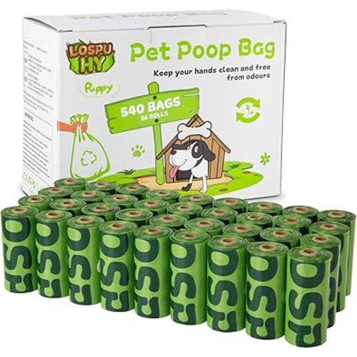 Dog Poop Bags Rolls, 540 Count Extra Thick Tear Resistant Poop Bags for Dogs, Leak Proof Pet Waste Bag for Outdoor Doggie Walking and Cat Litters Cleaning
