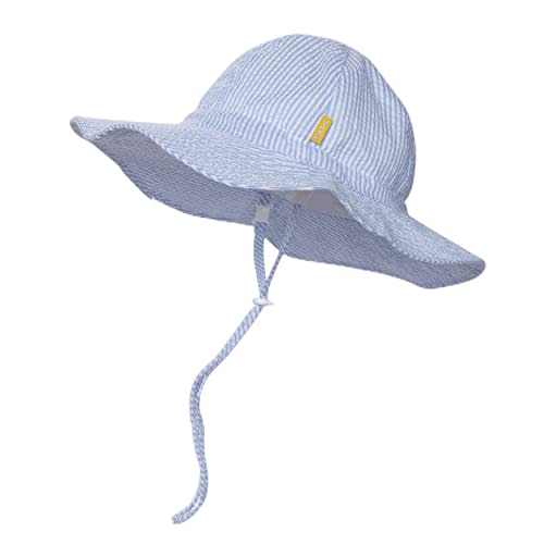 DASMINI Baby & Toddler Wide Brim Sun Hats UPF 50+ Sun Protection Bucket Cap Cute Adjustable Hat in Seersucker
