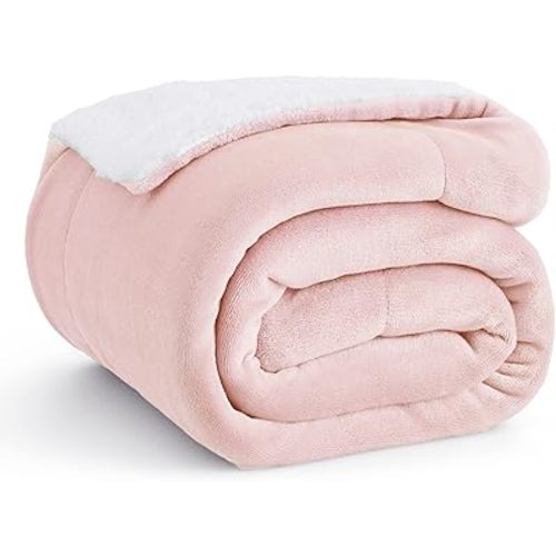 Bedsure GentleSoft Sherpa Fleece Twin Size Blanket for Couch, Non-Heated, Thick and Warm Throw for Women and Girls, Soft Fuzzy Plush Kids Blanket for Spring, Room Home Decor, Pink, 60x80 Inches