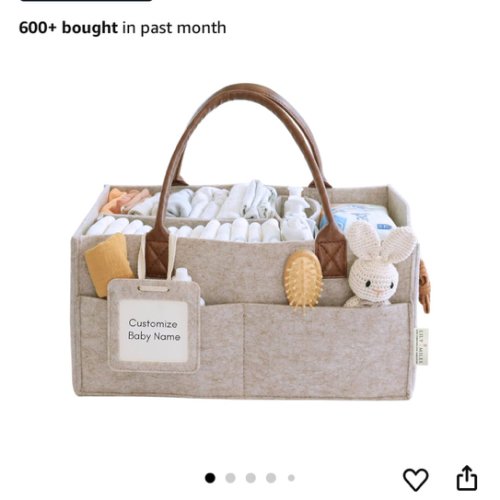 Lily Miles Baby Diaper Caddy Organizer, Nursery Storage Basket for Newborn Essentials, Neutral Gift for Baby Shower, Registry Must-Have, Car Organizer for Diapers and Wipes - Sand, Large