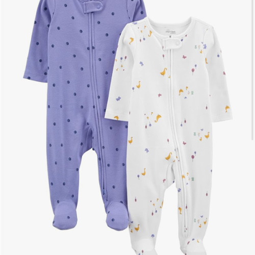 Simple Joys by Carter's Baby Girls' Cotton Footed Sleep and Play, Pack of 2