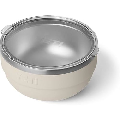 YETI Rambler Bowl, Vacuum Insulated, Stackable and Nestable Stainless Steel Bowl with Lid, 2 Quart, Cape Taupe