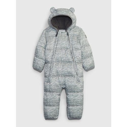 Baby Recycled Heavy Weight Puffer One-Piece in flint gray, size: 0-6 M