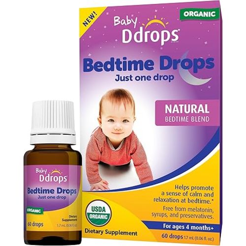 Ddrops Baby Bedtime Drops for Babies, Organic Liquid Drops for Calming Bedtime Routines, 60 Count