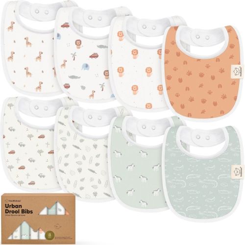 KeaBabies 8pk Organic Baby Bibs for Boy, Baby Drool Bib for Toddler Boys, Girls, Newborn Baby Teething Bibs (Wilderness)