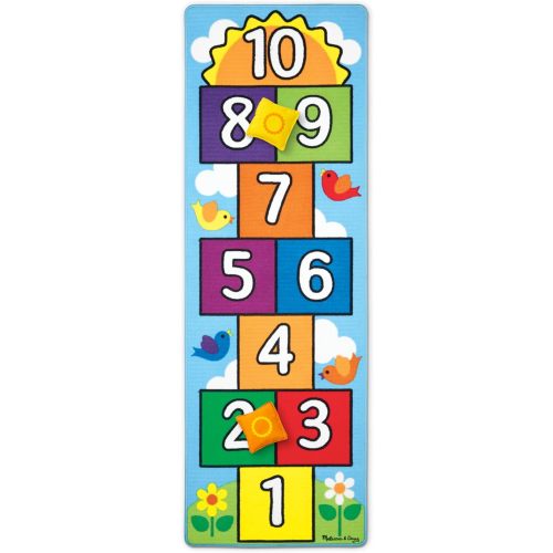 Melissa & Doug Hop and Count Hopscotch Game Rug (3 pcs, 78.5 x 26.5 inches) Classic Hopscotch Rug for Kids