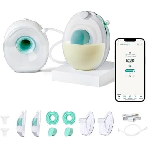 Willow Sync Wearable Double Electric Breast Pump - Fits 5oz Containers | Pump double or single, 5oz containers with splashguards