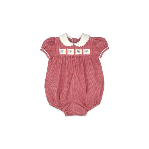 Ruth Ribbon Bubble - Ridgeland Red Minigingham 6M