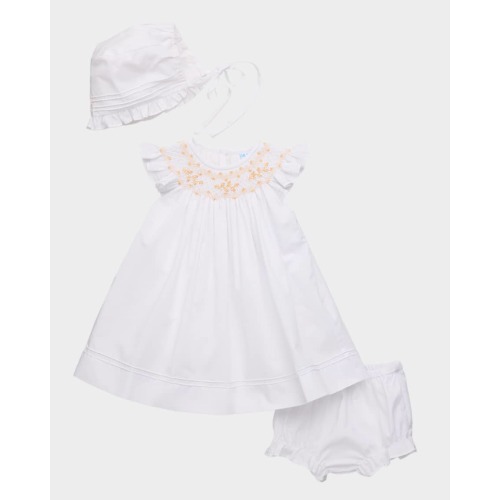 Girl's Smocked Bishop Dress, Bloomers & Bonnet Set, Size NB-18M