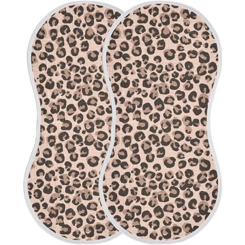 Mazeann Leopard Cheetah Print Burp Cloths Baby Boys Girls Absorbent Soft Cotton Burping Cloths Rags 2 Pack