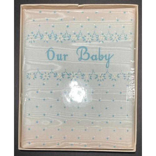 Vintage 1958 C.R. Gibson Co. "OUR BABY" Blue Baby Book w/ Box NEVER USED | MINT