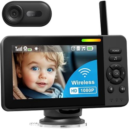 Wireless Baby Car Camera with Monitor: No Phone Needed, 4.3" Screen, 360° Rotating Cam for Rear-Facing Seats, Auto Night Vision, Easy Headrest Install