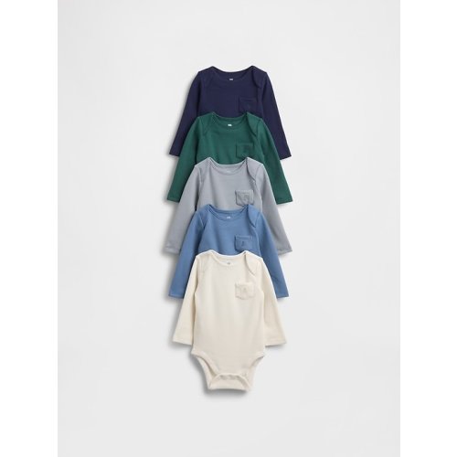 Baby First Favorites Softspun Waffle Pocket Bodysuit (5-Pack)