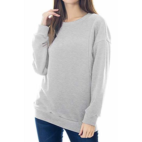 Smallshow Fleece Maternity Nursing Sweatshirt Long Sleeve Breastfeeding Tops