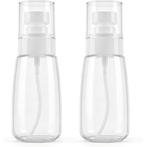 2 Pack Spray Bottles 2oz/60ml, Leak Proof Fine Mist Small Empty Spray Bottles, Portable Refillable Plastic Travel Bottle for Hair Spray Toners Facial Moisturizing