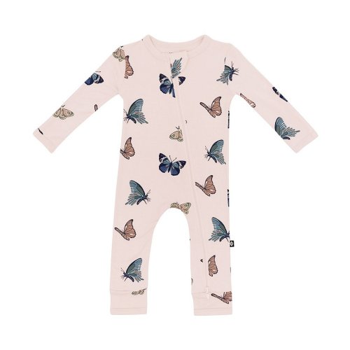 Kyte BABY Baby Girls Bamboo Butterfly Print Zip Front Coverall