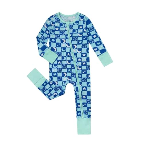 Teach Leanbh Unisex Baby Bamboo Viscose Pajamas with Mittens and Feet Cuffs 2 Way Zipper Long Sleeve Romper Sleep and Play