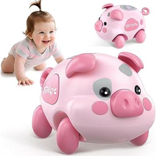OCHIDO Baby Toy 6-12 Months, Musical Piggy Crawling Infant Toys with Light, 6 Month Old Toys for Tummy Time Development, Christmas Birthday Gifts for Boy Girl 7 8 9 10 11 Month 0-1 Year Old