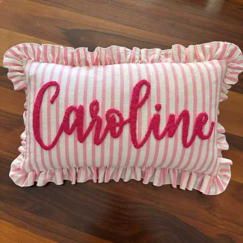 Pink striped 12x20 pillow cover w/ insert