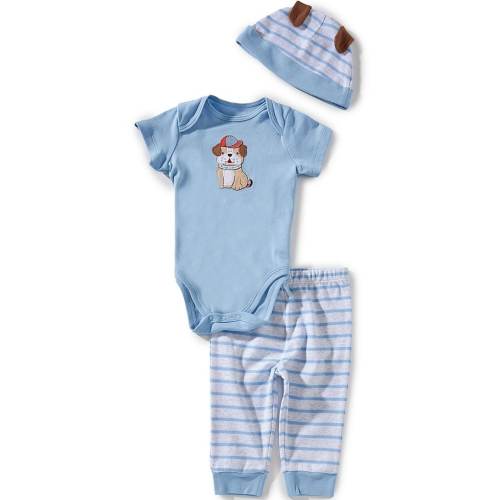 Little Me Baby Boy Short Sleeve Puppy Bodysuit With Hat 3-Piece Set