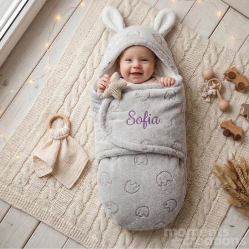 Personalized Embroidered Baby Swaddle : Anti-Startle Newborn Sleeping Bag