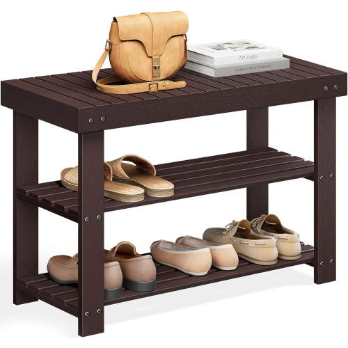 Shoe Rack Bench, 3-Tier Shoe Storage Organizer, Entryway Bench, Holds Up to 286 lb, 11.3 x 27.6 x 17.8 Inches, for Entryway Bathroom Bedroom, Brown