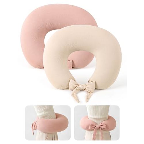 lulumoon Nursing Pillow Covers Muslin - Adjustable Strap Design for Different Body Types Caregiver - 2-Pack Stay Fixed Breastfeeding Pillow Slipcover
