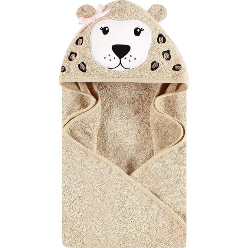 Hudson Baby Unisex Baby Cotton Animal Face Hooded Towel, Leopard, One Size