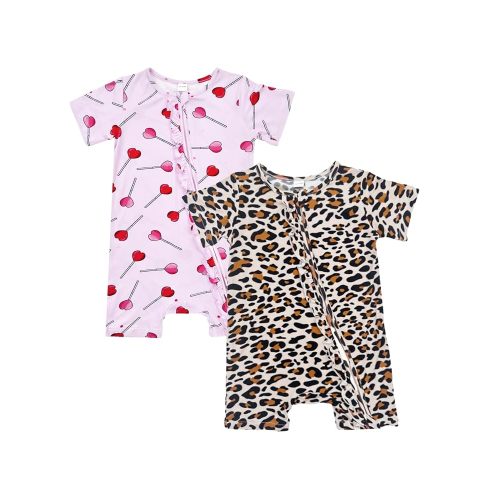 Bow Dream Baby Girl Romper 2 pack Bamboo Rayon Baby Clothes Baby Boy Short Sleeve Jumper One-Piece Rompers Summer