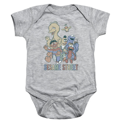 Sesame Street Colorful Group Baby Onesie T-Shirt Athletic Heather