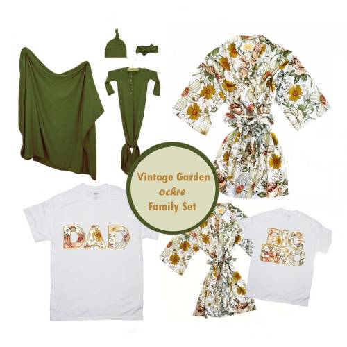 Olive Baby Swaddle Gown: Vintage Floral Family Matching Outfits