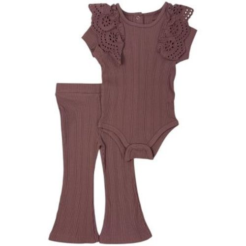 Studio 3 Baby/Infant Girls' 2-Piece Ribbed Flutter Bodysuit & Flare Legging Set