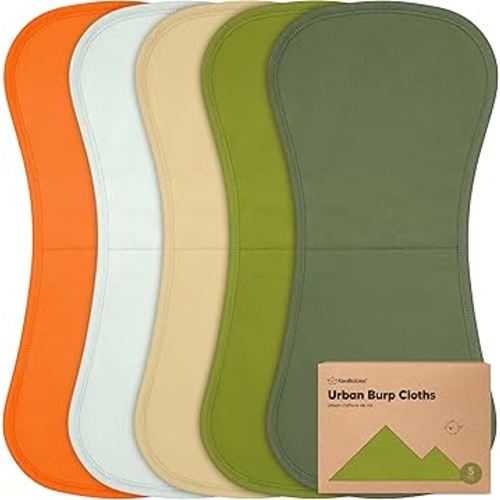 Organic Burp Cloths Baby Boy & Girl - 5-Pack Super Absorbent Cotton Burping Cloths for Babies, Soft & Plush Newborn Spit Up Rags, Infant Towels for Milk Spit Up, Unisex, Large 21" x 10" (Palms)
