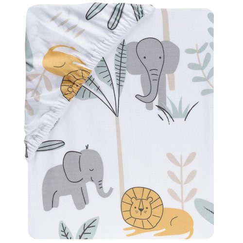Lambs & Ivy Jungle Adventure Cotton Fitted Crib Sheet