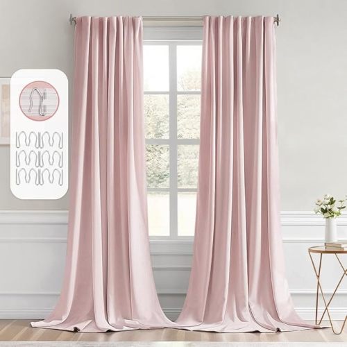 Baby Pink Blackout Curtains 96 Inch