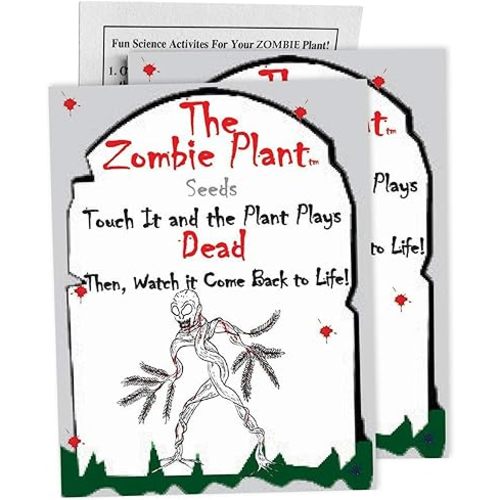 Zombie Plant Seed Packets – Grow a Live Sensitive Plant That Plays Dead When Touched! Indoor Plant Seeds & Educational STEM Activity | House Plant Seeds | Unique Garden Seeds – 2 Pack